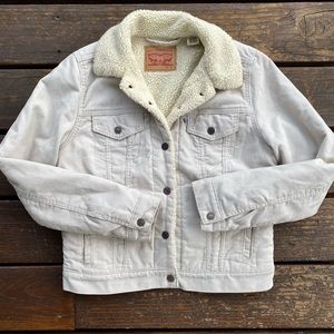 Levi’s corduroy shearling button front trucker jacket